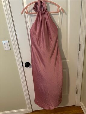 Mauve Halter Satin Dress